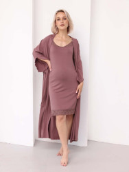 Комплект(пеньюар и сорочка) женский для беременных и кормящих женщин  - фото
