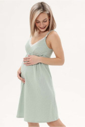 Сорочка женская для беременных и кормящих светло-зеленый/молочный - фото