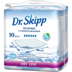 Пе­лен­ки дет­ские «Dr.Skipp» Dry Line, 60x90 см, 10 шт - фото
