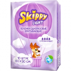 Пе­лен­ки ги­ги­е­ни­че­ские «Skippy Light» 60х90 см, 10 шт - фото